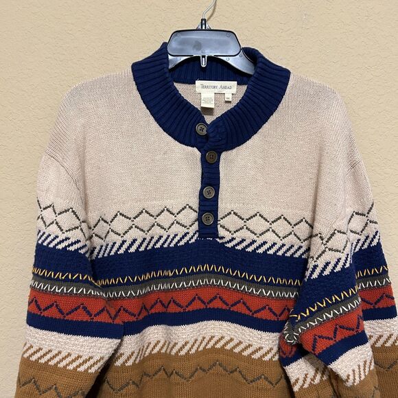 The Territory Ahead Henley Fair Isle Sweater XXL - Picture 4 of 7